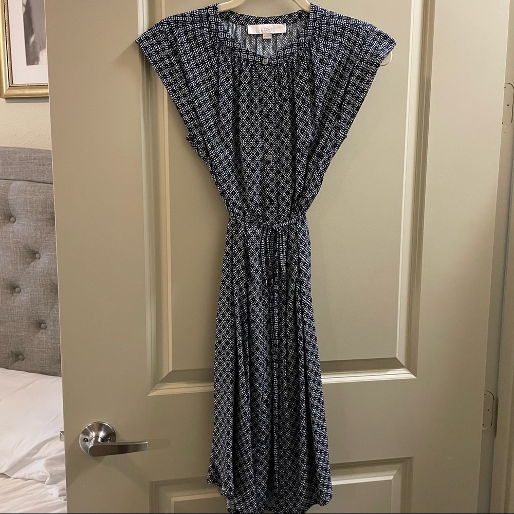 LOFT Navy Floral Dress